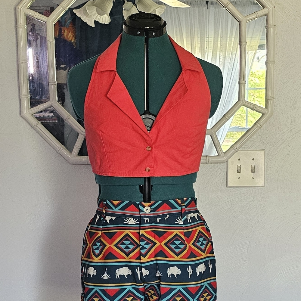 Coral Free People Halter Crop Top Size S NWT